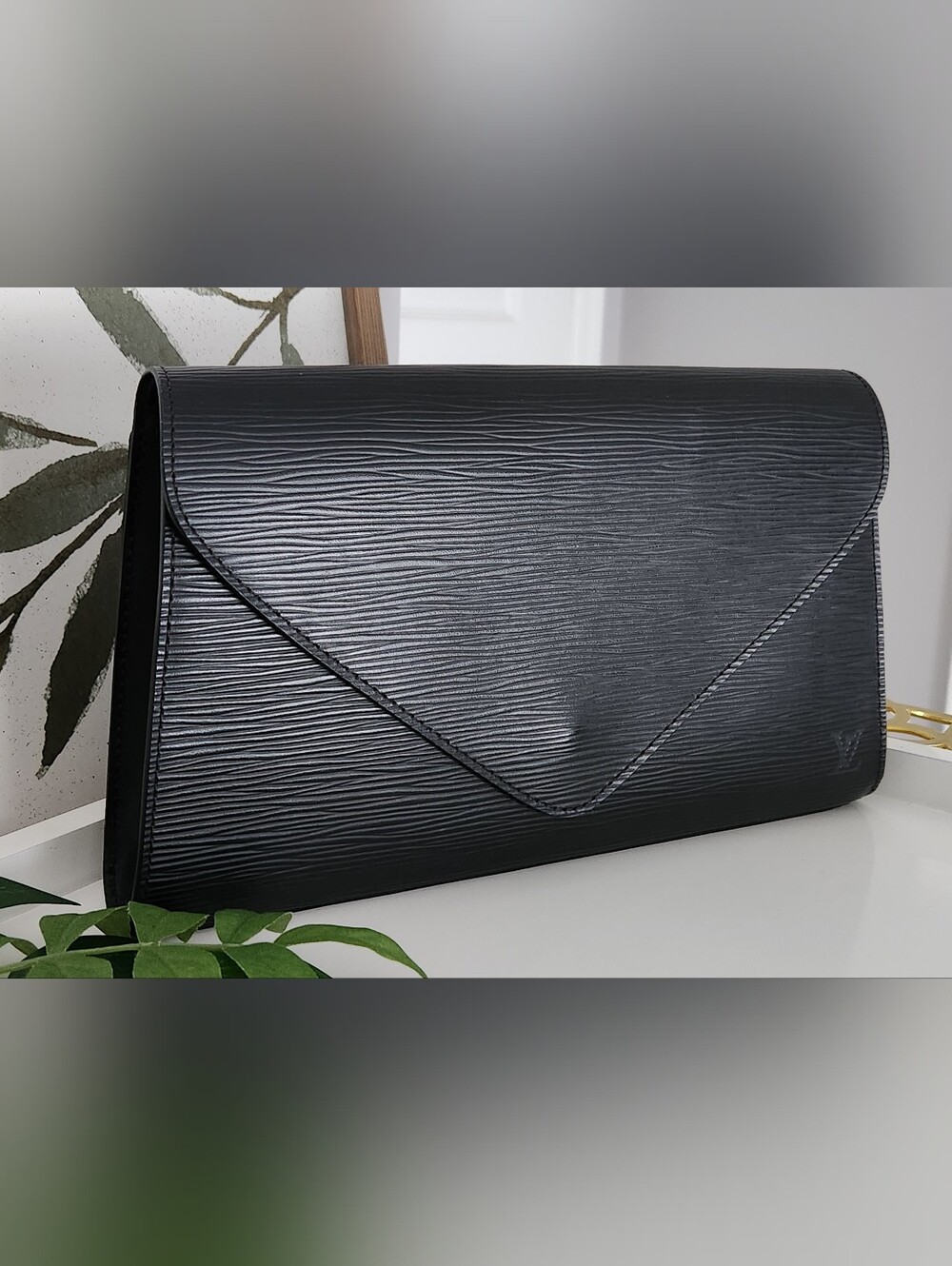 SALE! LV Clutch - Louis Vuitton authentic epi black Art Deco envelope purse bag